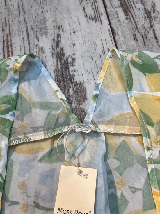 Moss Rose NWT Lemon Print Chiffon Kimono Beach Cover Up One Size Yellow - Picture 7 of 16